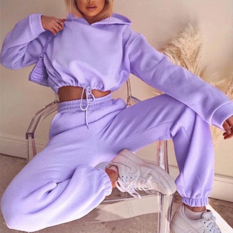 Women's 2-Piece Jogging Suits - Sexy Long Sleeve Hoodie Sweatsuits for Casual Fitness and Sportswear